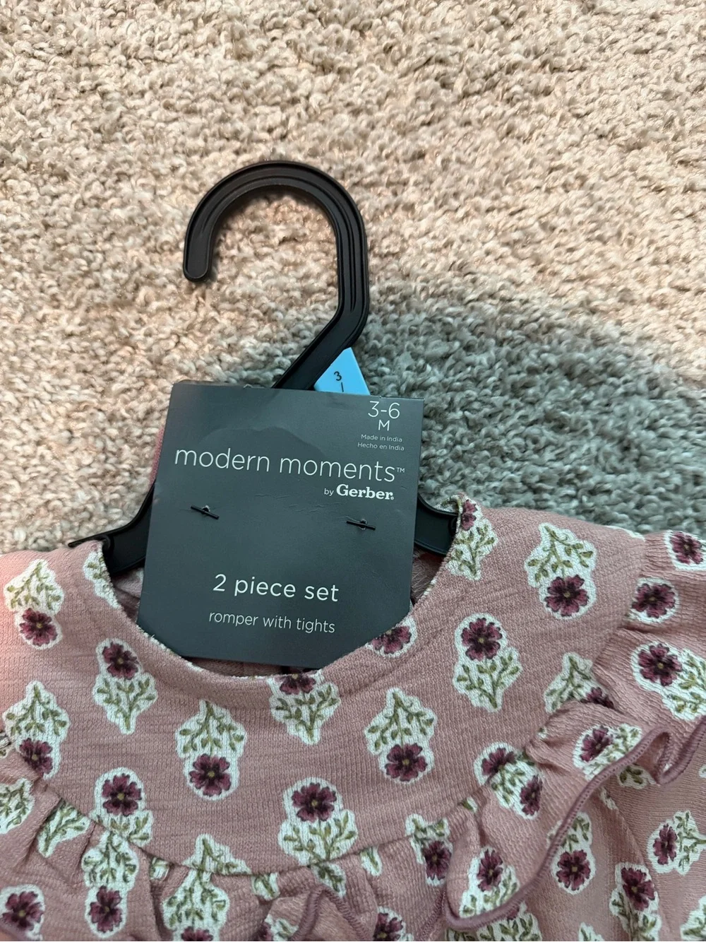 Gerber Pink Floral Ruffle Collar Baby One-Piece